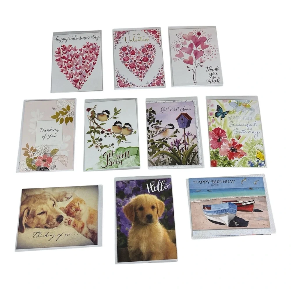 VTG Assorted valentines get well soon thinking of you Greeting Cards Set of 10